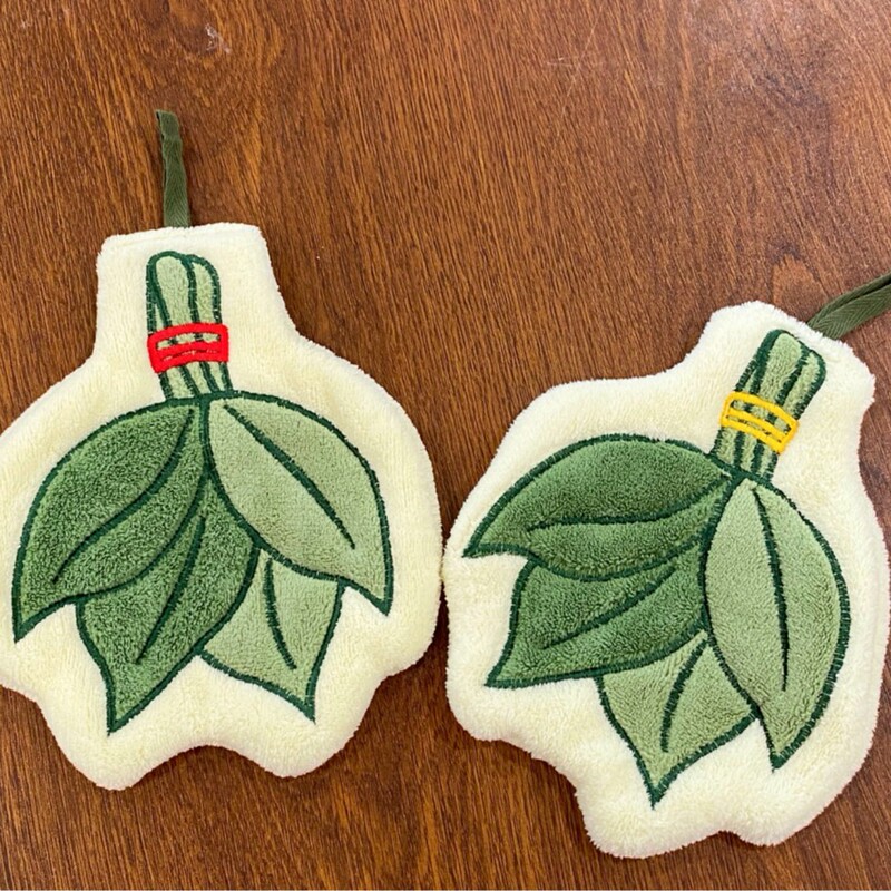 Cute and unique grapefruit leaf hand towel, thickened coral fleece kitchen towel, absorbent and soft for bathroom hand wiping