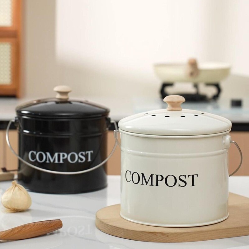 Source Manufacturer Amazon 1-Gallon Metal Kitchen Waste Bucket Garden Fermentation Bucket Garbage Compost Bucket with Filter