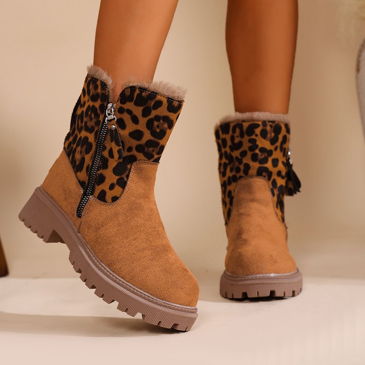 外贸大码扣带方跟圆头时装靴2024秋冬新款侧拉链中筒女靴temu现货