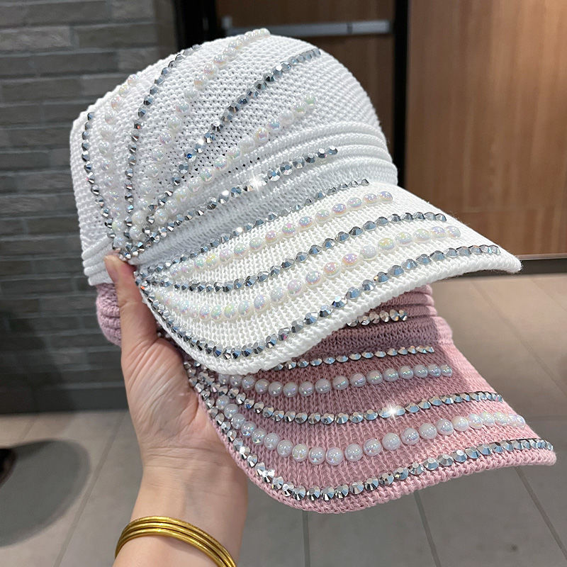 Verano punto diamante vacío superior gorra de béisbol moda diamante-incrustado sombrero para el sol todo partido no superior gorra de protección solar sombrero para el sol al por mayor