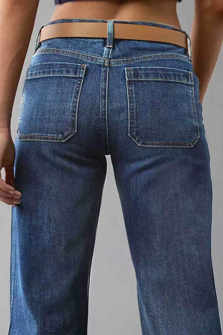 Vintage High-Waisted Straight Leg Jeans For Women – Distressed Hem Relaxed Fit Denim Pants (Dark Blue, Light Blue, Black)_mkmklike.com
