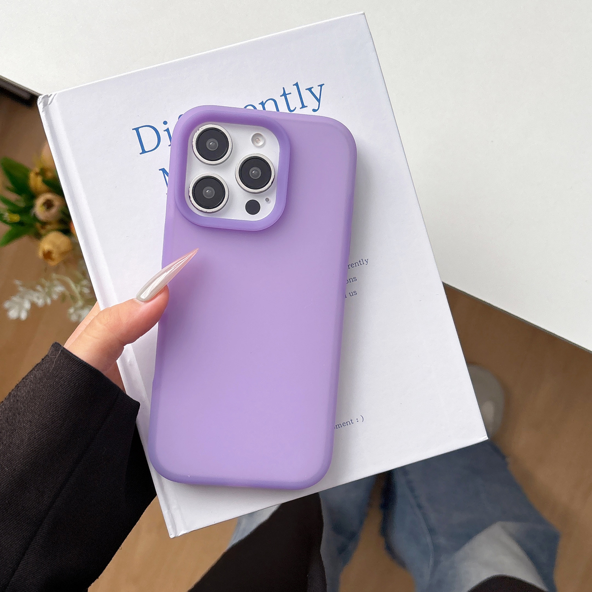 Simple color puro sentido de la piel gelatina color puro iPhone16ProMax funda para teléfono móvil 14 para Apple 15 pareja 13 suave