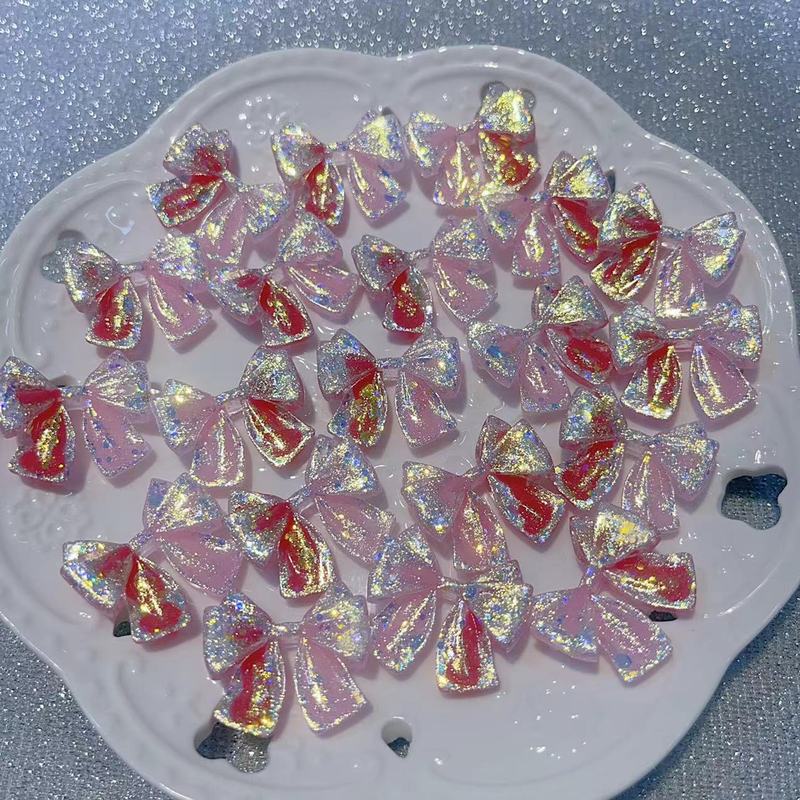 【悬浮爆闪小蝴蝶结】卡28×25mm萤火虫夜光 手工DIY饰品-树脂花|undefined