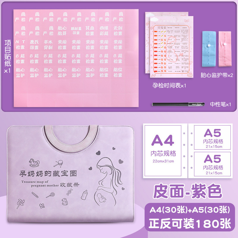 妊娠検査収納ブック、妊娠検査ファイルレポート、妊娠中の母親のB超フォルダー、出生前検査用ポータブルジッパーバッグ情報|undefined
