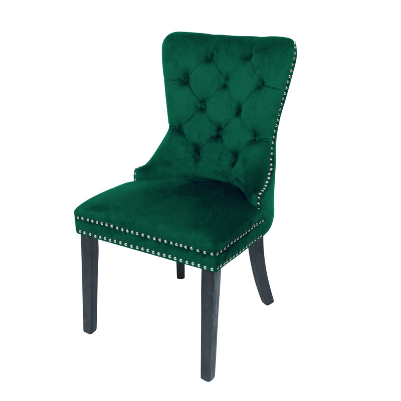 Silla de comedor de hotel de tela de estilo europeo silla de madera maciza de respaldo suave bolsa respaldo hebilla occidental restaurante comedor Silla de ocio al por mayor