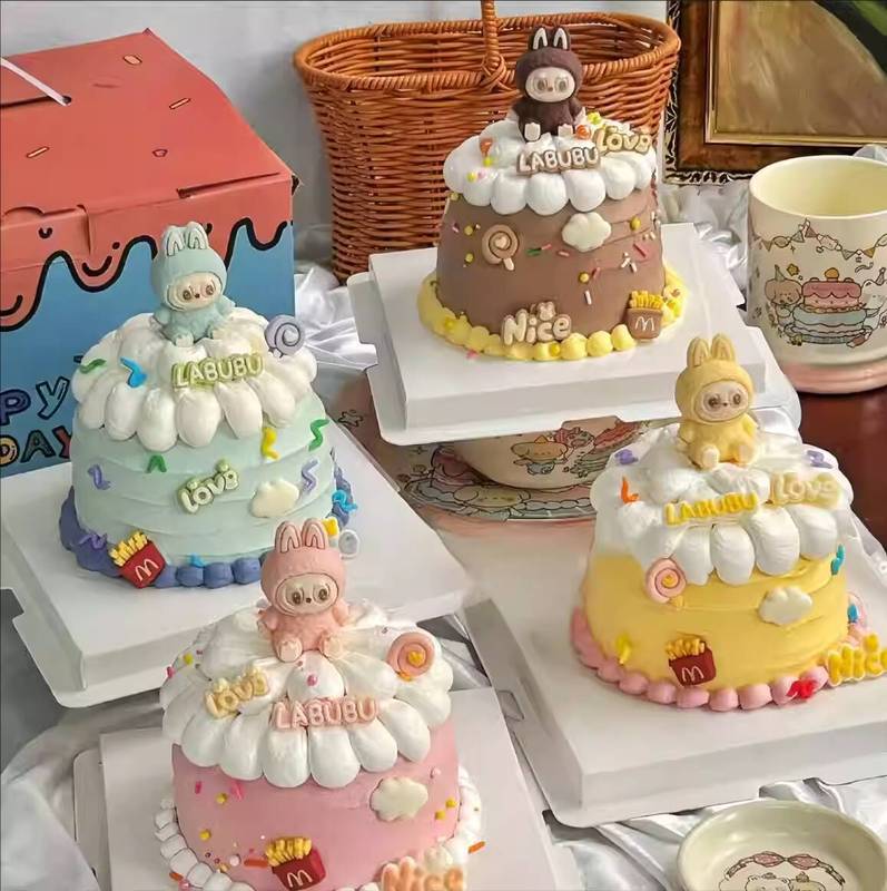 网红布布bubu蛋糕装饰摆件可爱彩色小兔子儿童生日派对装扮插件|undefined