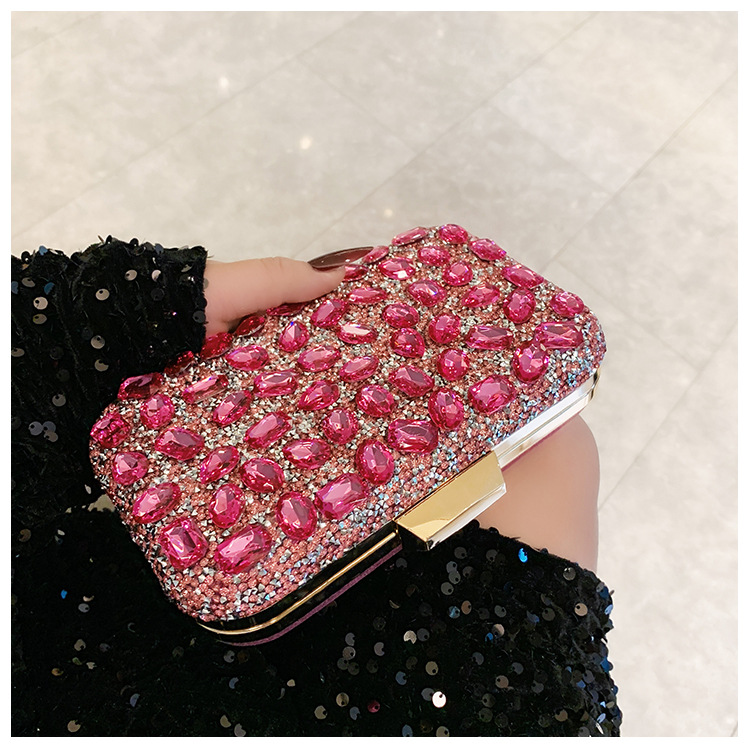 New cross-border full-diamond shiny bags, diamond-encrusted clutch bags, dinner bags, wedding banquet bags, party bags, small square bags and women's bags undefined