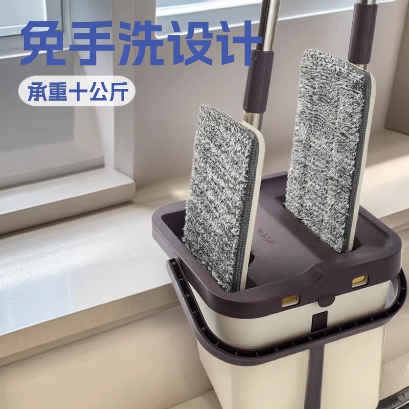 Extra large TikTok mop household hand-free mop bucket office lazy flat mop bucket self-carrying rotating mop