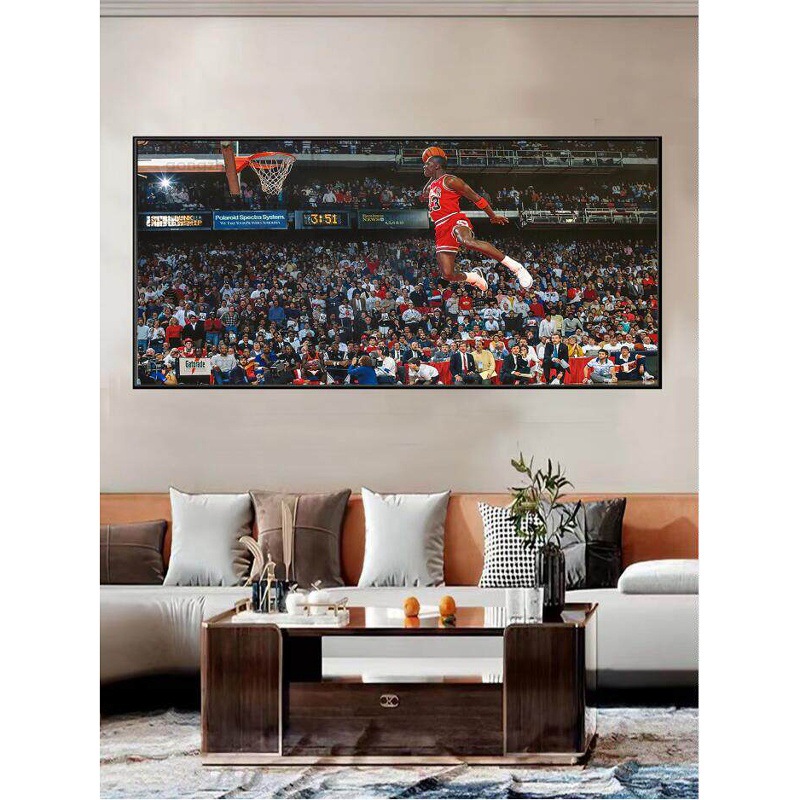 NBA Jordan poster, wall art for living room, bedroom, or study, decorative painting for the background wall, featuring Jordan's signature shot