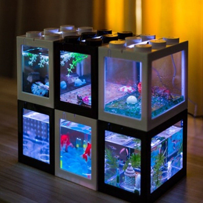 Building blocks Betta box fish tank micro landscape Betta small fish tank turtle tropical fish jellyfish reptile box factory wholesale