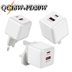 クロスボーダーpd英規充電器20w急速充電ヘッドtype-c + usb二口小型氷欧規美規ヘッド