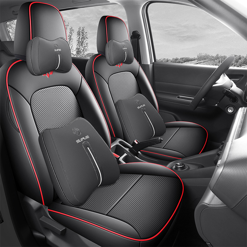 Wuling – Seat Cover Modelə uyğun (Original) oturacaq örtükləri - two-seat-full-cover-deluxe-black-red-line-hongguang