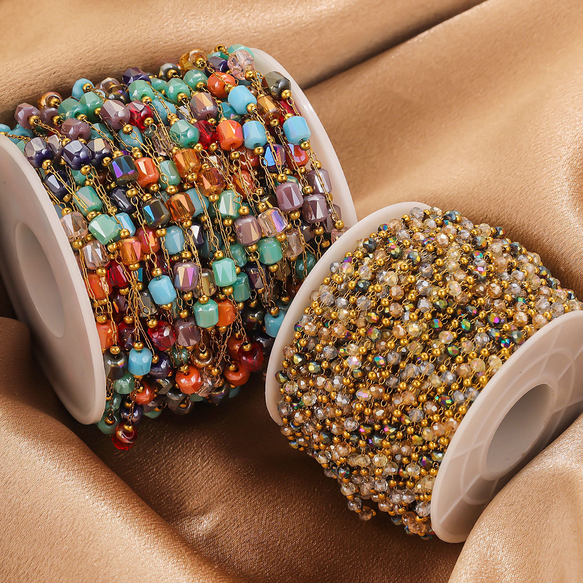 Acero inoxidable chapado de cristal de color cadena de cuentas DIY material hecho a mano collar de pulsera gafas