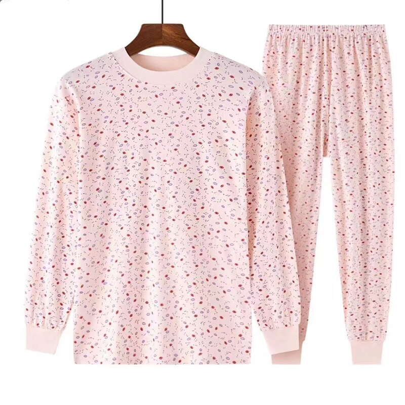 Middle-aged and elderly thermal underwear suit women's 100 cotton autumn clothes autumn pants mid-collar cotton sweater autumn and winter two-piece set