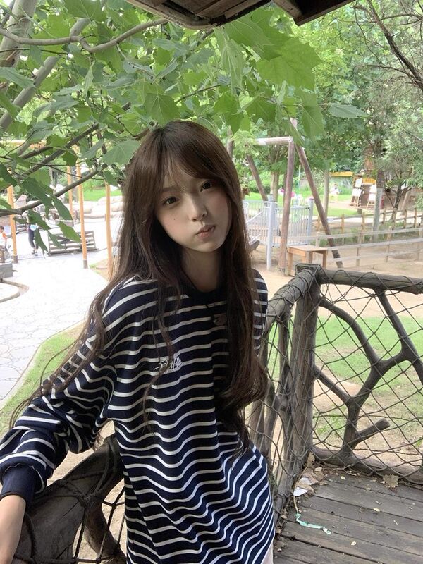 美式复古条纹刺绣长袖t恤女早秋新款宽松休闲慵懒风高街上衣潮牌|undefined