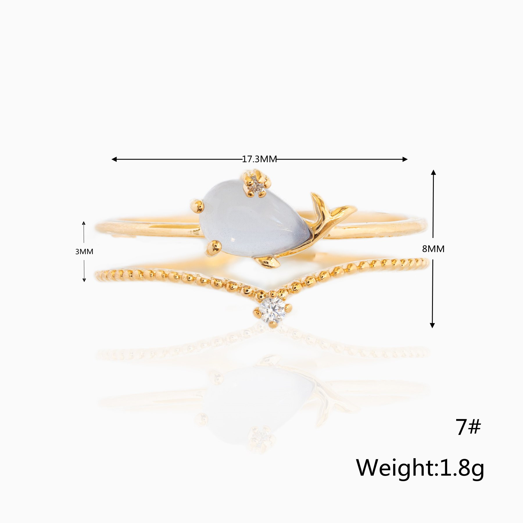 INS Style Marine Animal Ring Fresh Cute Crab Seahorse Color Zircon Ring Bracelet in Stock