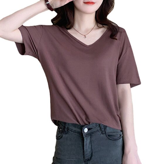 Tiktok Popular Short-Sleeve T-Shirt for Women, Summer Round Neck, Loose Inner Base Shirt, Outerwear Half-Sleeve White Top, Women's T-Shirt