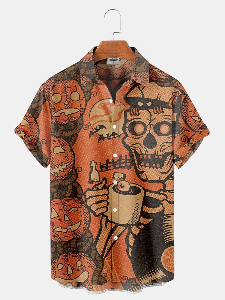 Serie Camisas estampadas Fabricantes de Halloween para hombres Hawaii Halloween Source Station Camisas digitales para hombres transfronterizos 3D