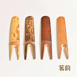 老竹制铁壶盖叉 日式茶具茶道零配件壶盖插 壶插壶叉日本铁壶