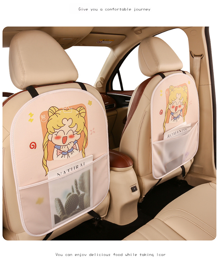 Little Fairy Lady Cute Cartoon Chair Back Anti-Kick Pad Car Seat Back Anti-Fouling Pad Four Seasons with Storage Belt