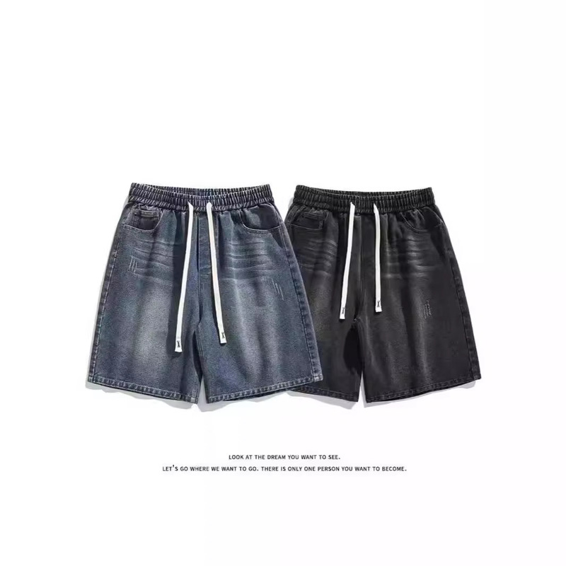 American Retro Denim Shorts Men's Summer New Simple Design Sense Sports Casual Straight All-match Pants