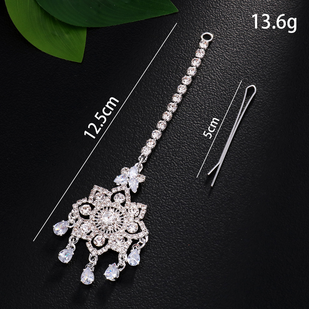 Nuevo exótico Feng Shui goteo cadena de frente retro novia diamantes cejas colgantes accesorios de tendencia de rendimiento cadena de pelo