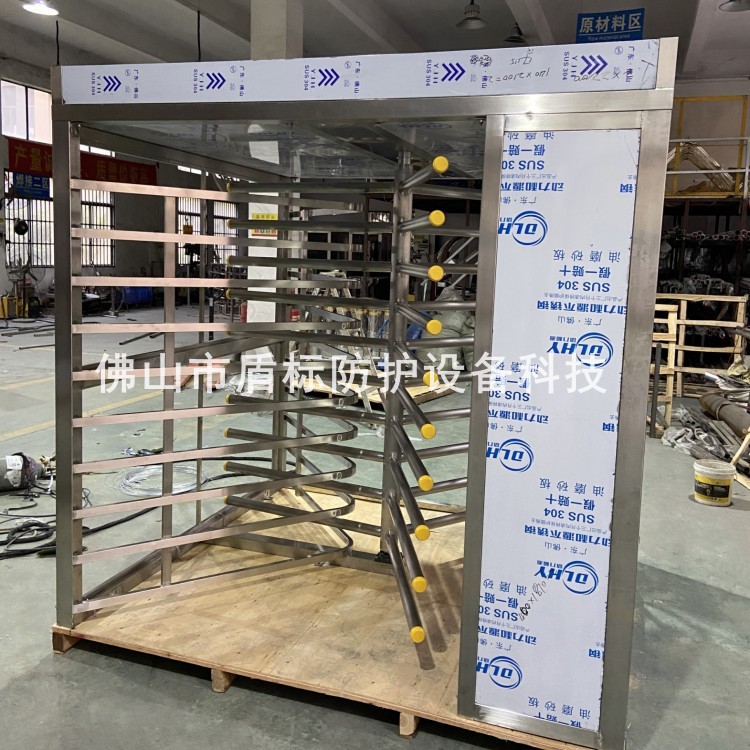 全封闭式只进不出旋转门入口不锈钢滚闸机手推电控半自动全高转闸