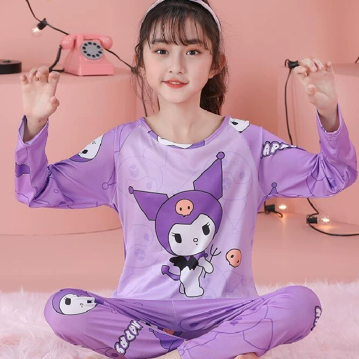 Детский пижамный комплект, теплые брюки с длинными рукавами, одежда для мальчиков и девочек, домашняя одежда с 3D-мультфильмами для учащихся начальной школы для детей всех размеров.
