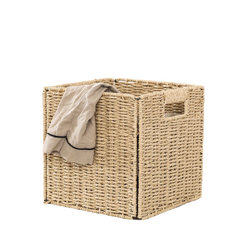 Cesta de lavandería plegable cesta de lavandería cesta de almacenamiento tejida cesta de almacenamiento de artículos diversos dormitorio organización cesta de almacenamiento doméstico