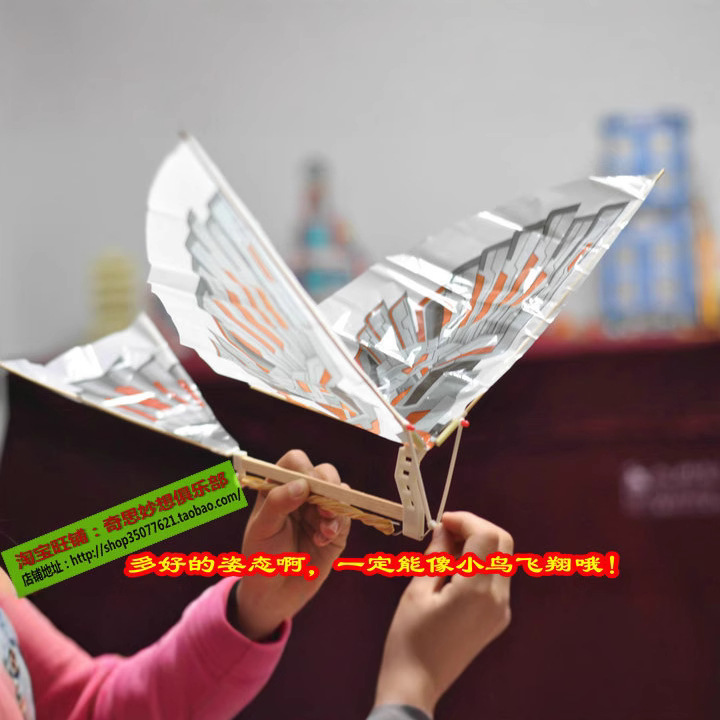 Rubber-band power flapping wing and Dragon rubber-band aircraft flying bird model DIY hand-assembled aviation model