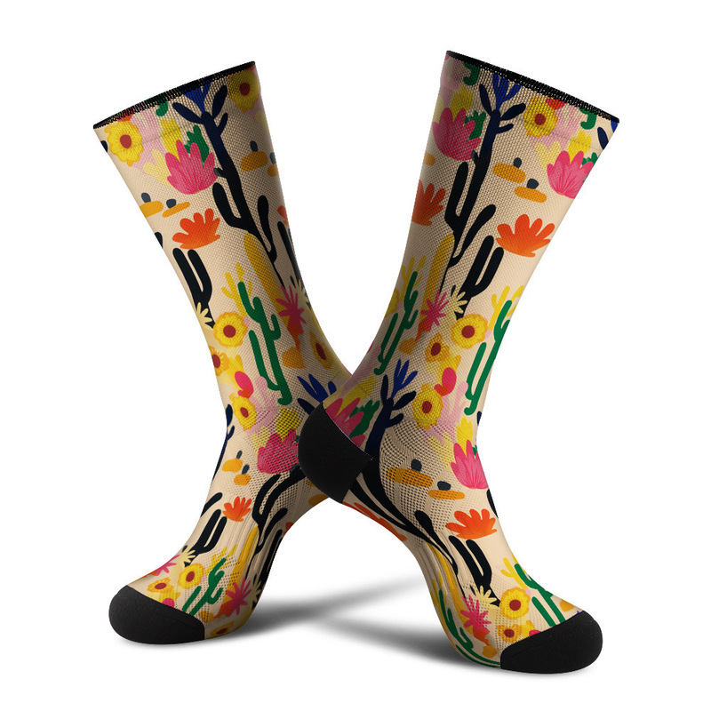 360 Seamless Digital Printing 3D Digital Printing Trendy Socks Cactus Abstract Art Stockings