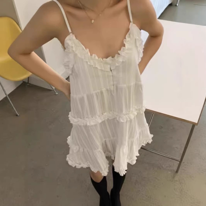 Korean Chic Dongdaemun Women's Clothing, Summer Niche Design, Retro Style, Ruffled Edge, Slightly Sheer Strapless Dress Korean Chic Dongdaemun Women's Clothing, Summer Niche Design, Retro Style, Ruffled Edge, Slightly Sheer Strapless Dress