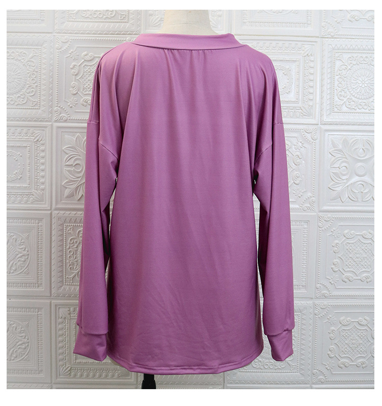 solid color long-sleeved V-neck t-shirt NSXS36132