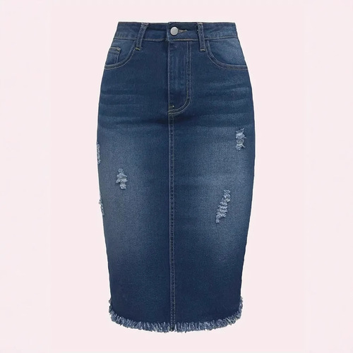 Rough denim skirt, women's new style, high waist, slimming one-step dress, medium and long a-line bag hip skirt