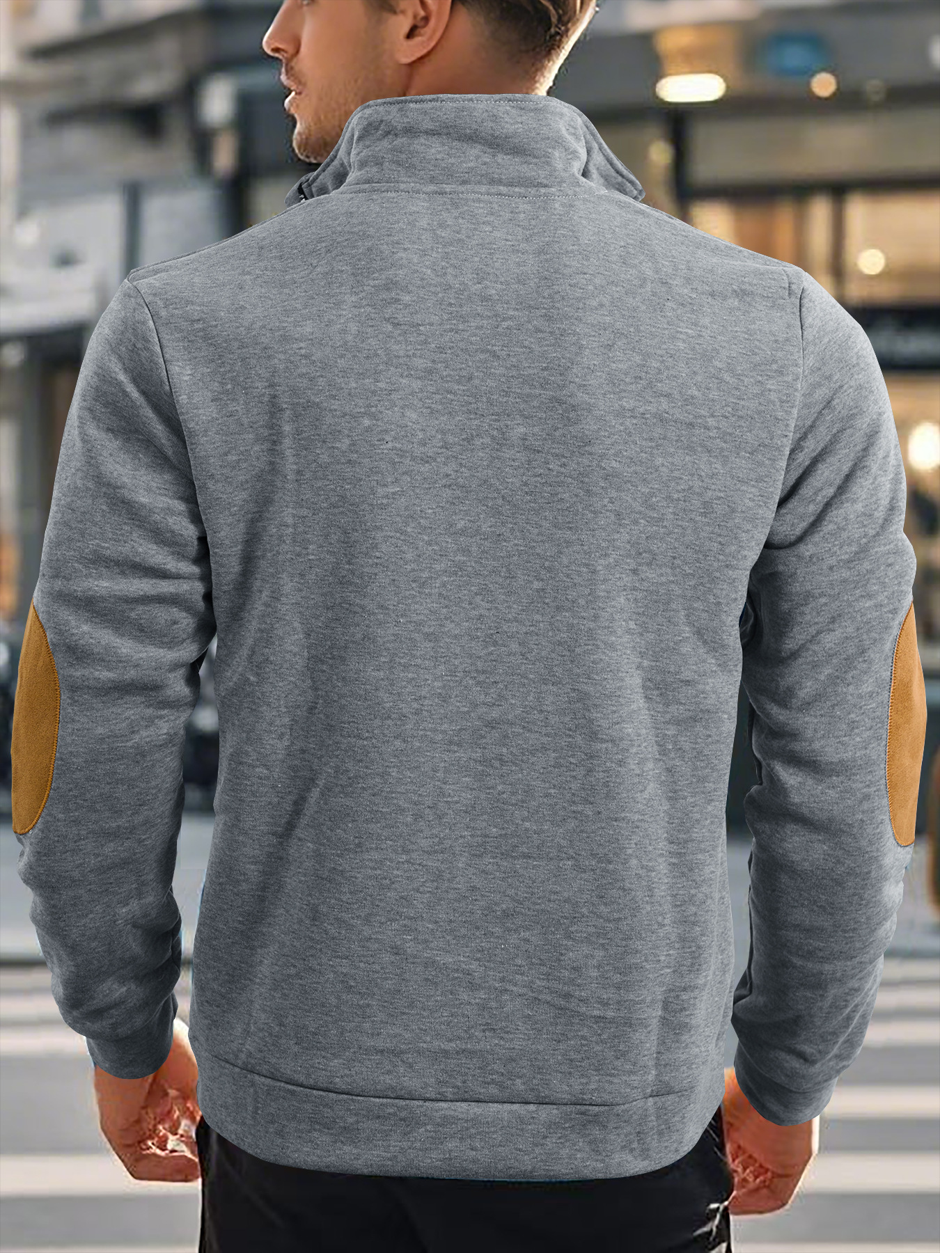 Embroidered Men's Hoodies With Stand Collar And Colour-block Style_voghion.com