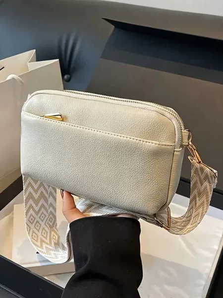 Cross-Border Practical 2025 New Women's Bag with Wide Shoulder Strap, Fashionable and Simple, Suitable for Commuting and Casual Use, Single Shoulder Crossbody Mini Square Bag