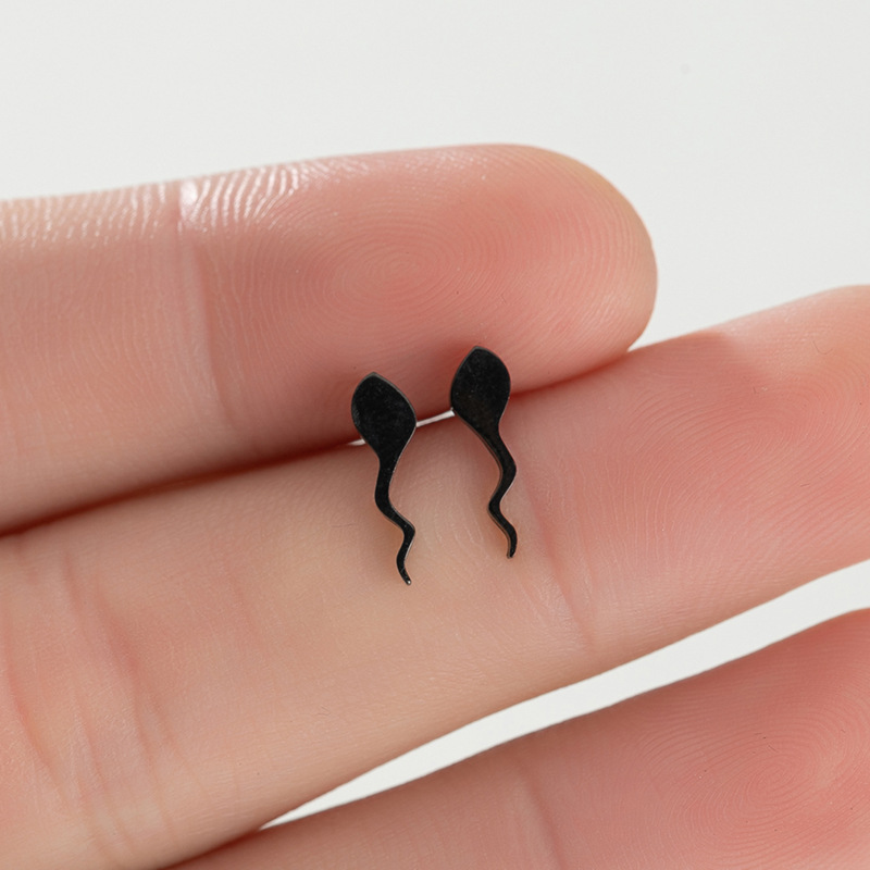 Fashion Tadpole Titanium Steel Ear Studs Plating No Inlaid Stainless Steel Earrings