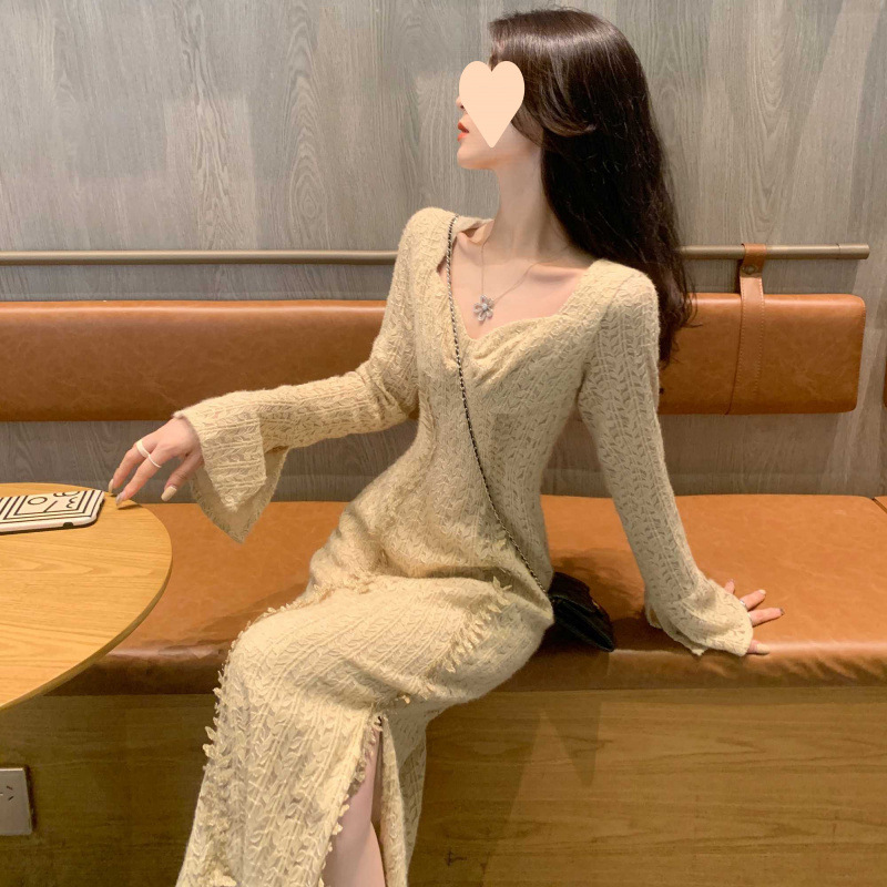 法式針織連衣裙秋季2025新款女裝高級感穿搭小個子顯瘦氣質毛衣裙
