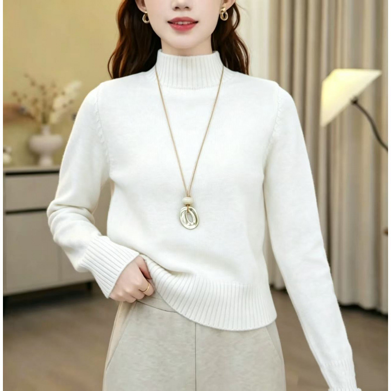 New autumn and winter collection: Korean-style, loose-fitting, relaxed, round-neck, trendy, simple, and versatile high-neck sweater for petite figures New autumn and winter collection: Korean-style, loose-fitting, relaxed, round-neck, trendy, simple, and versatile high-neck sweater for petite figures