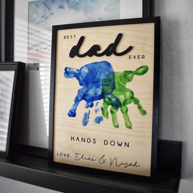 Cross Border Mother's Day Wooden Handprint Photo Frame Father's Day Wooden Handmade DIY Children Parent-Child Couple Double Photo Frame