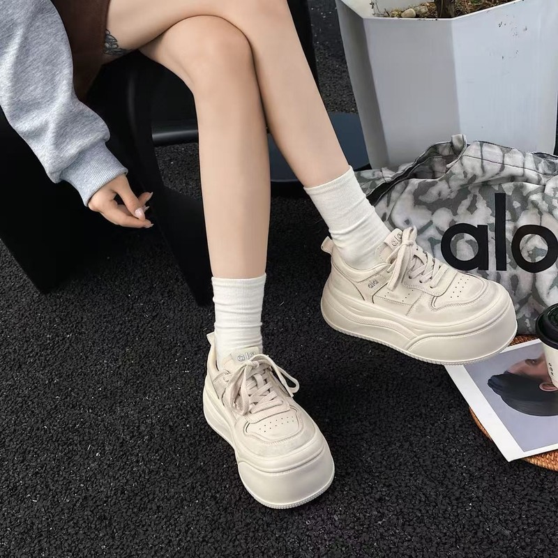 前言范2025新款真皮纯皮厚底增高小白鞋休闲女鞋运动鞋板鞋德训鞋|undefined