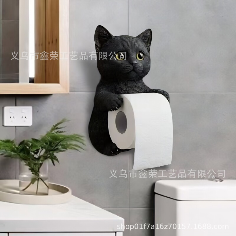 跨境爆款可爱猫咪纸巾架厕所家居装饰品树脂摆件高级感小众工艺品|undefined