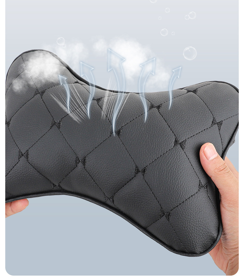 Car Headrest Leather Quilted Embroidered Pillow Car Neck Pillow Car Seat Cushion Factory Wholesale