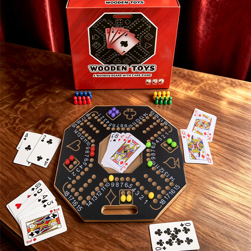Cross-border Jackaroo Wooden Board Game, Double-Sided, for 4-6 Players, Marble Poker Card Game, Family Game Cross-border Jackaroo Wooden Board Game, Double-Sided, for 4-6 Players, Marble Poker Card Game, Family Game