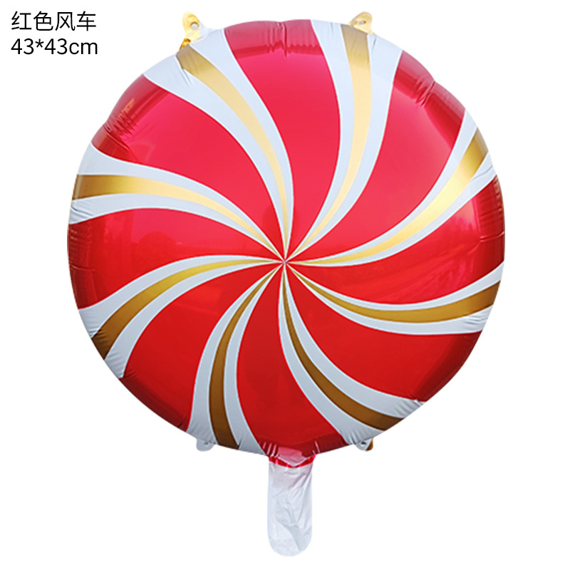18 pulgadas ronda molino de viento globo espiral de aluminio bola Lollipop globo caramelo forma cumpleaños fiesta Decoración
