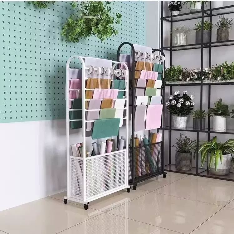 跨境花店花架子展示架鲜花包装纸收纳丝带缎带彩带材料专用货架