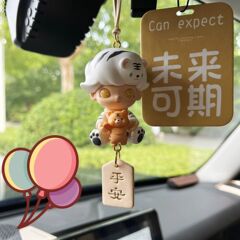 泡泡玛特车载动物王国香薰车内后视镜车载挂件diy车饰挂件可爱