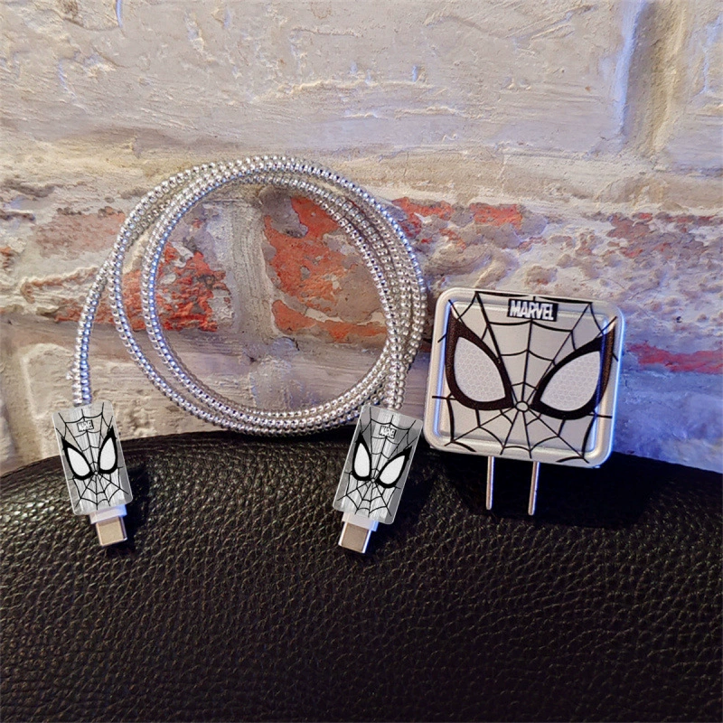 Creative Spider-Man iPhone14 data cable protective cover 15promax charging cable anti-break suitable for 11/12