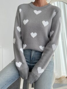 Y 68661 Heart Pattern Sweater ���ΈD��ë�� ���R�d�羳�W