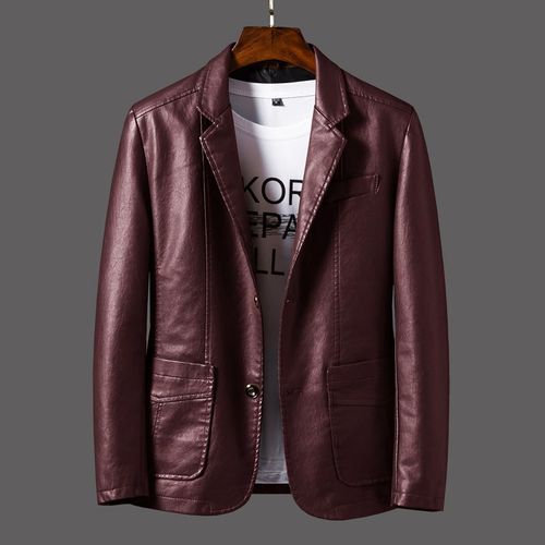 Leather Jacket Men's Han Style Trendy Slim Fit Fashion Business Jacket Men's Jacket Autumn Winter Motorcyclist Leather Jacket Men's Clothing